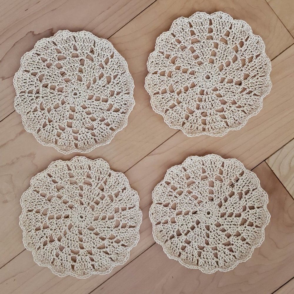 Round Hand Made Crocheted Doilies Set of 4
